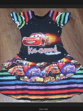 Girls Kendall Paige Designs Disney Cars Lightning McQueen Custom Made Dress 5/6